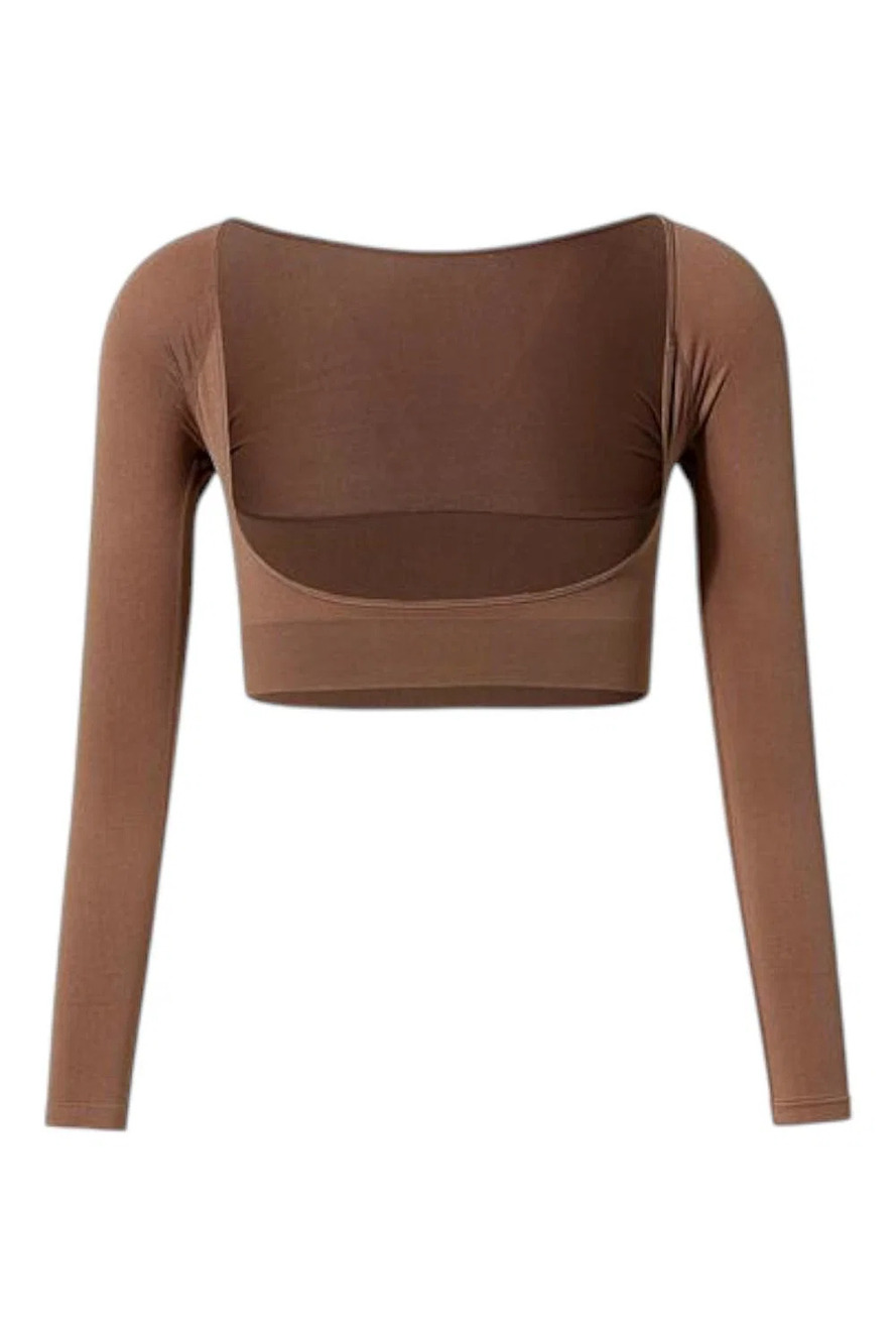 Rhonda Shear Women's 4-Way Stretch Seamless Arm Shaper Rich Clay - Regular